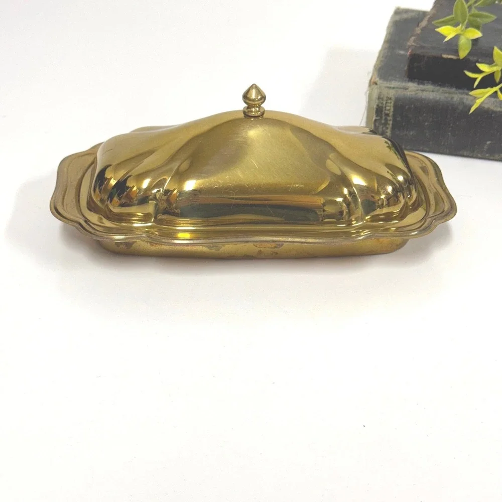 Vintage Gold Plated Ornate Butter Dish Decor